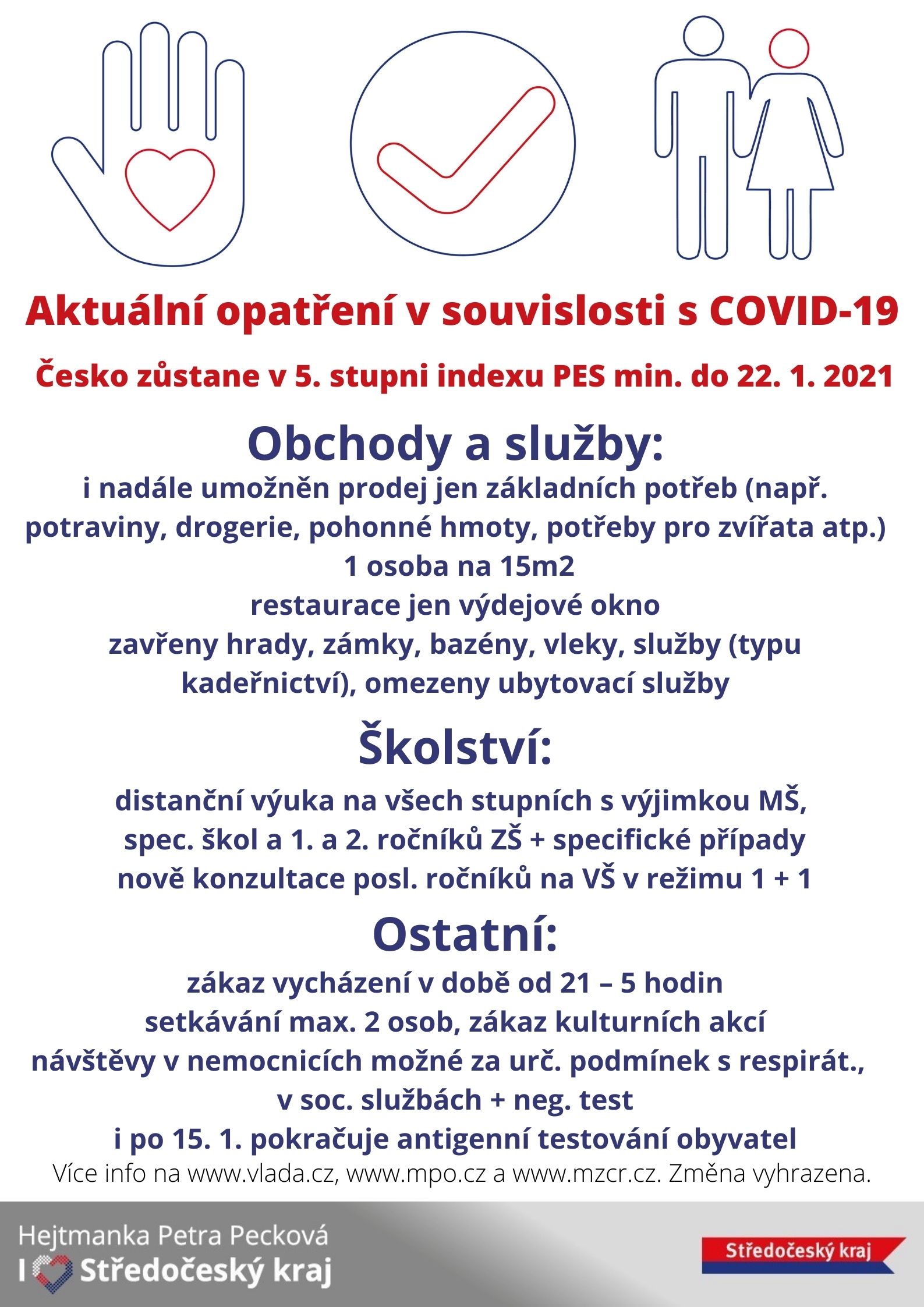 leták - Aktuální opatření Covid 19 do 22.1.2021